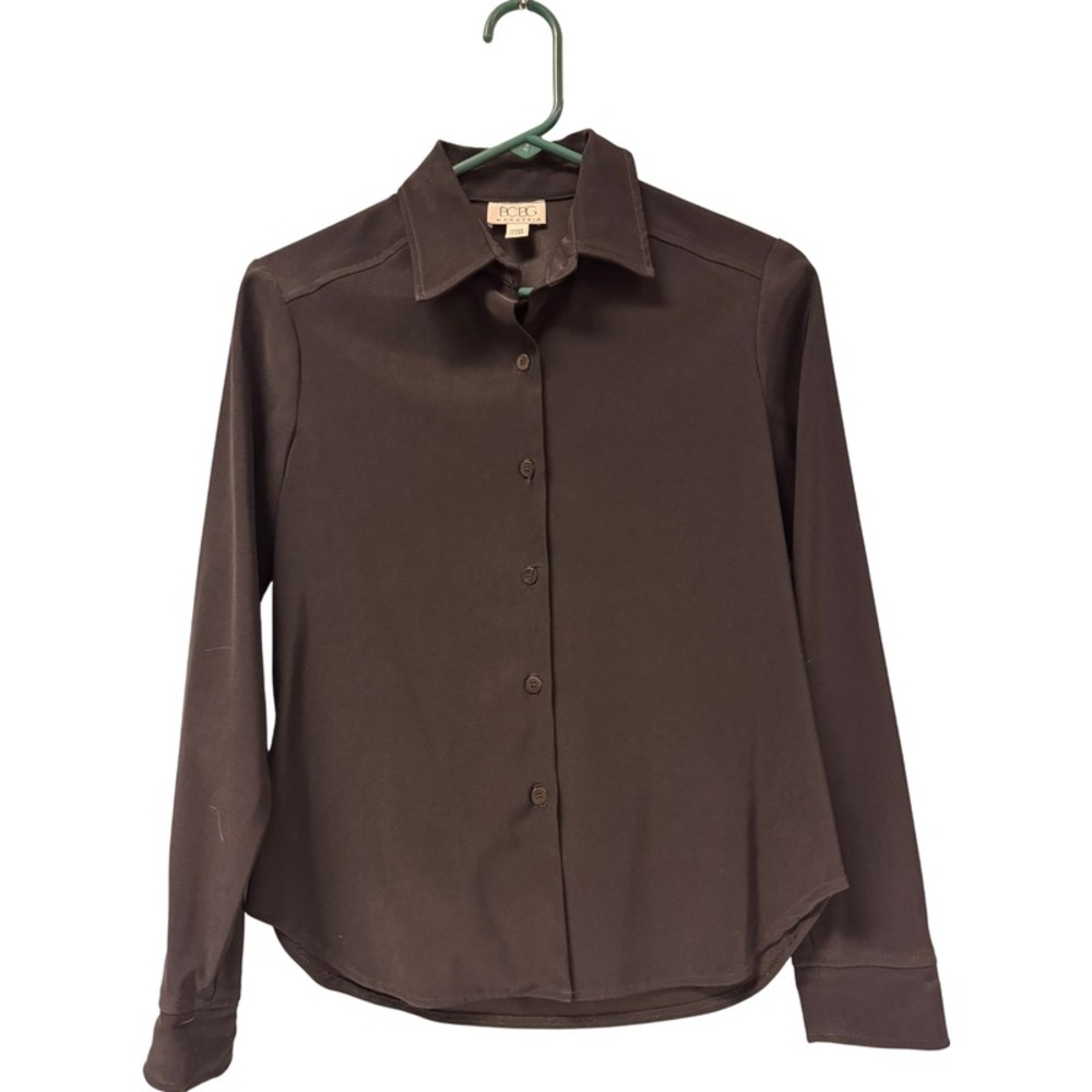 Vintage BCBG MaxAzaria Button Up black blouse Made In USA Size M‎